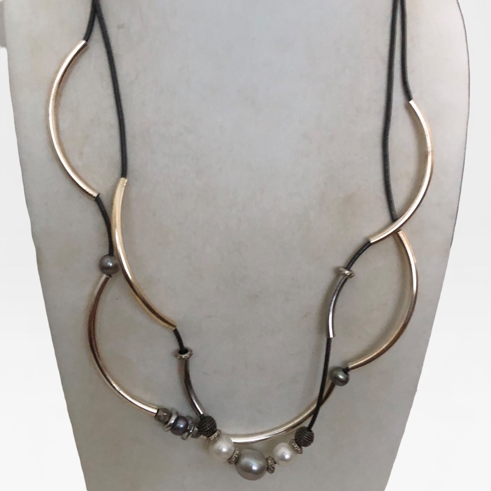 Lizzie James Layered Geometric Bead Necklace